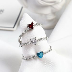 Womens Rings | Color Gemstone Heart Stacking Ring Jewelry Rings