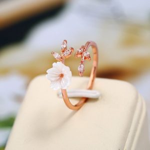 Womens Rings | Dainty Shell Flower Open Ring Jewelry Rings