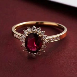 Womens Rings | Garnet Red Flower ring Jewelry Rings