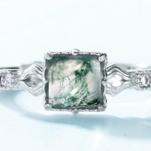 Womens Rings | Green Moss Cube Ring Jewelry Rings