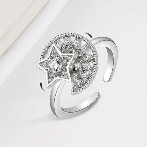 Womens Rings | Moon Star Anxiety Fidget Spinner Ring Jewelry Rings