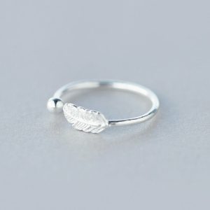 Womens Rings | Silver Feather Stackable Ring Jewelry Rings